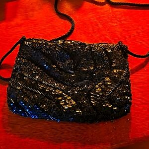 Vintage black beaded purse